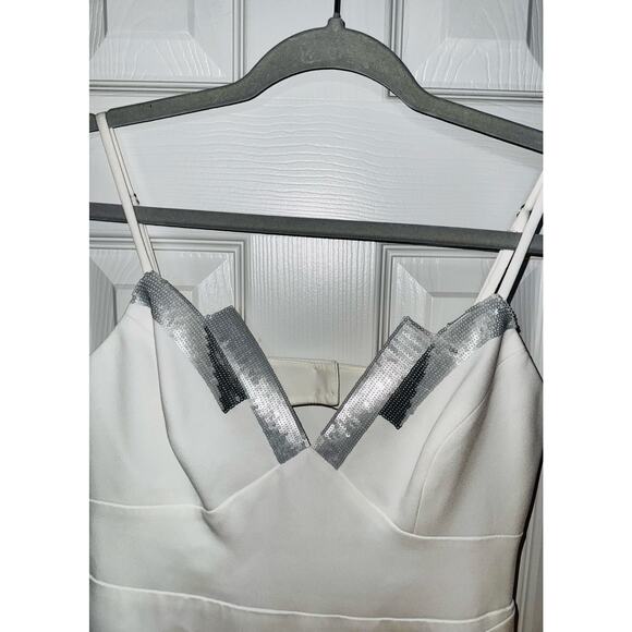 BCBG Maxazria Off White Sequined Banded Pary Cocktail Dress size 6 NEW - Picture 5 of 10
